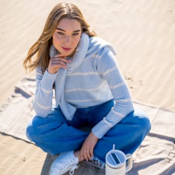 Pullover HVSEmery stripe -  Lightblue