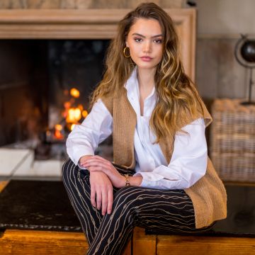 Sleeveless cardigan HVS-Kendry -  Sand